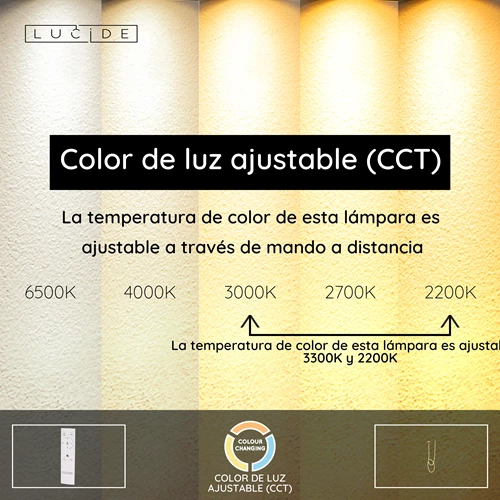 Lucide JANDERIN - Lámpara de techo - LED Regul. - CCT - 1x36W 2200K/3300K - Champán Color | Vibes - USP
